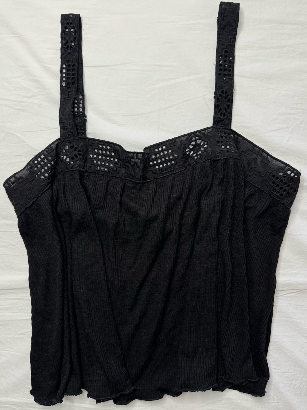 Rewind - Black Crochet Trim Tank Top